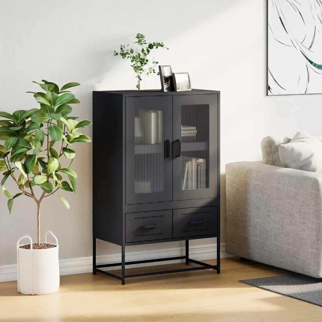 Highboard svart 68x39x111,5 cm stål