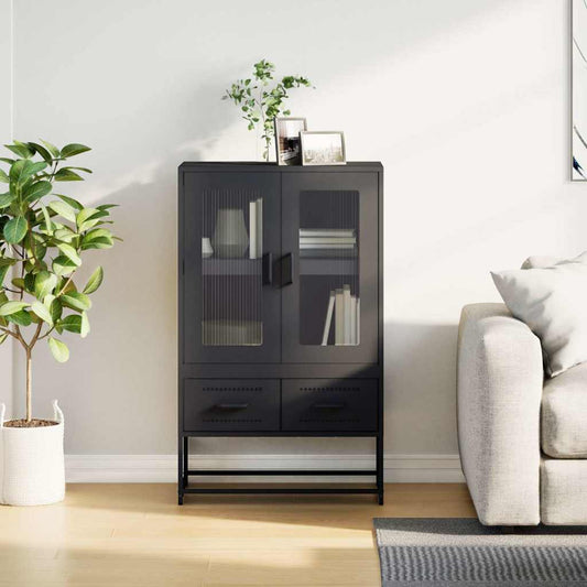 Highboard svart 68x39x111,5 cm stål