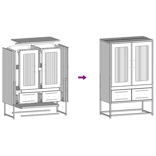 Highboard svart 68x39x111,5 cm stål