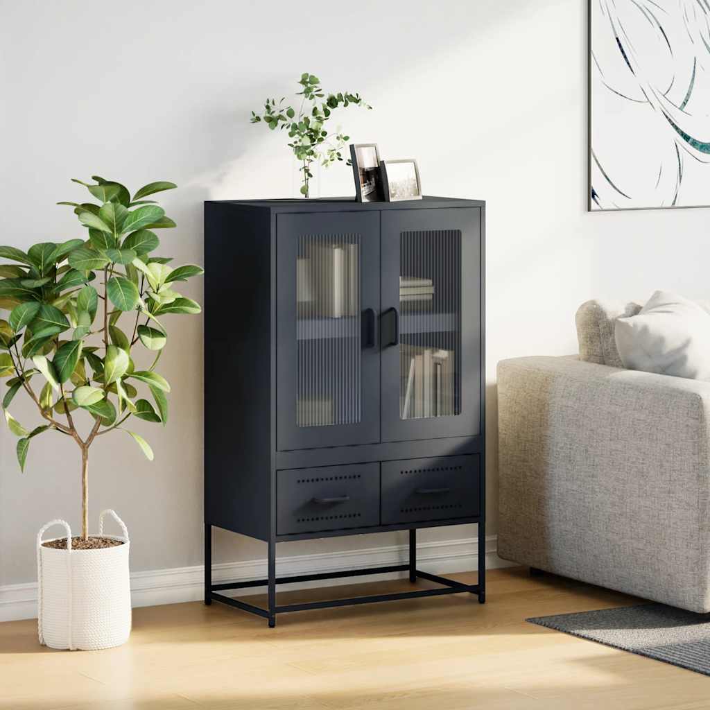 Highboard antrasitt 68x39x111,5 cm stål