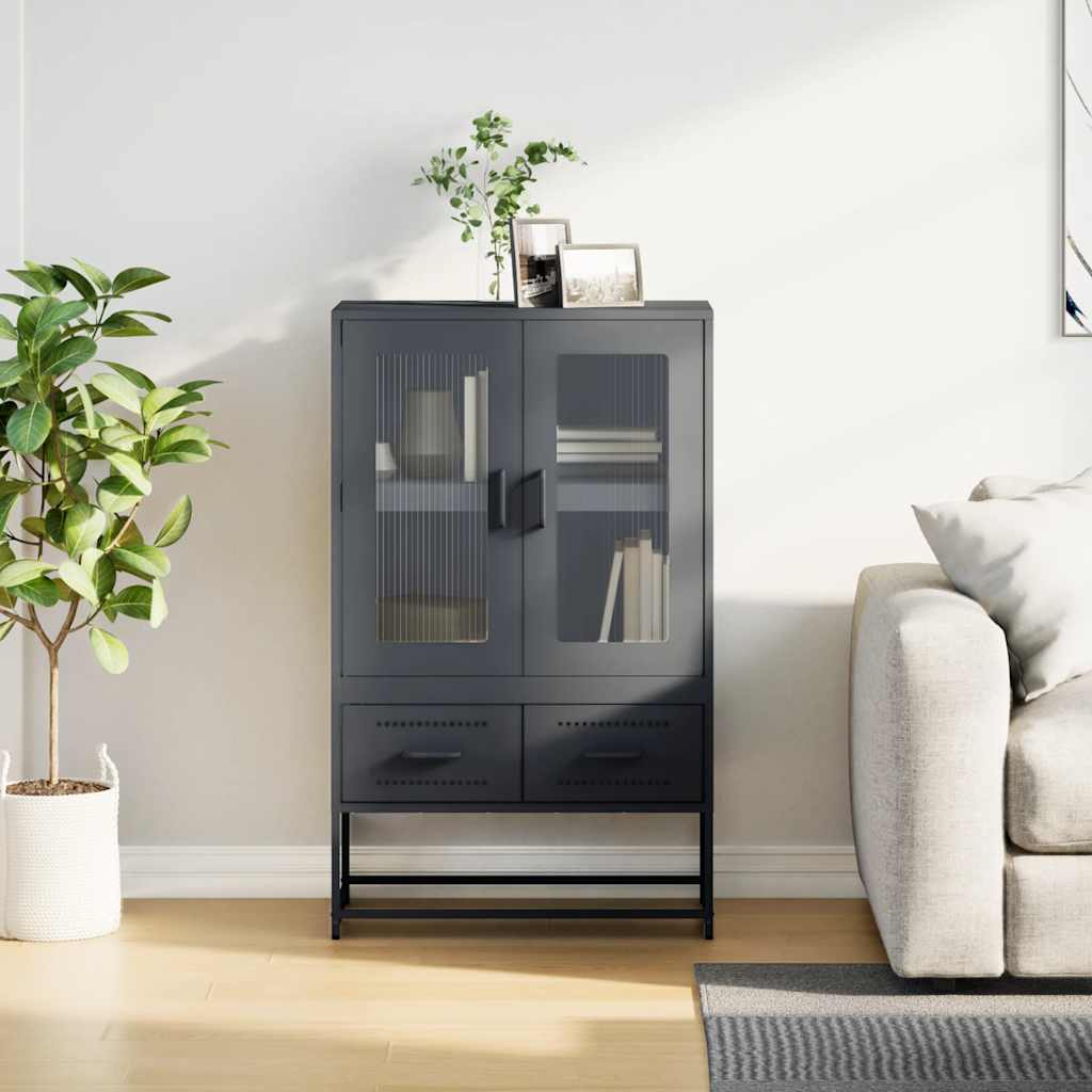 Highboard antrasitt 68x39x111,5 cm stål