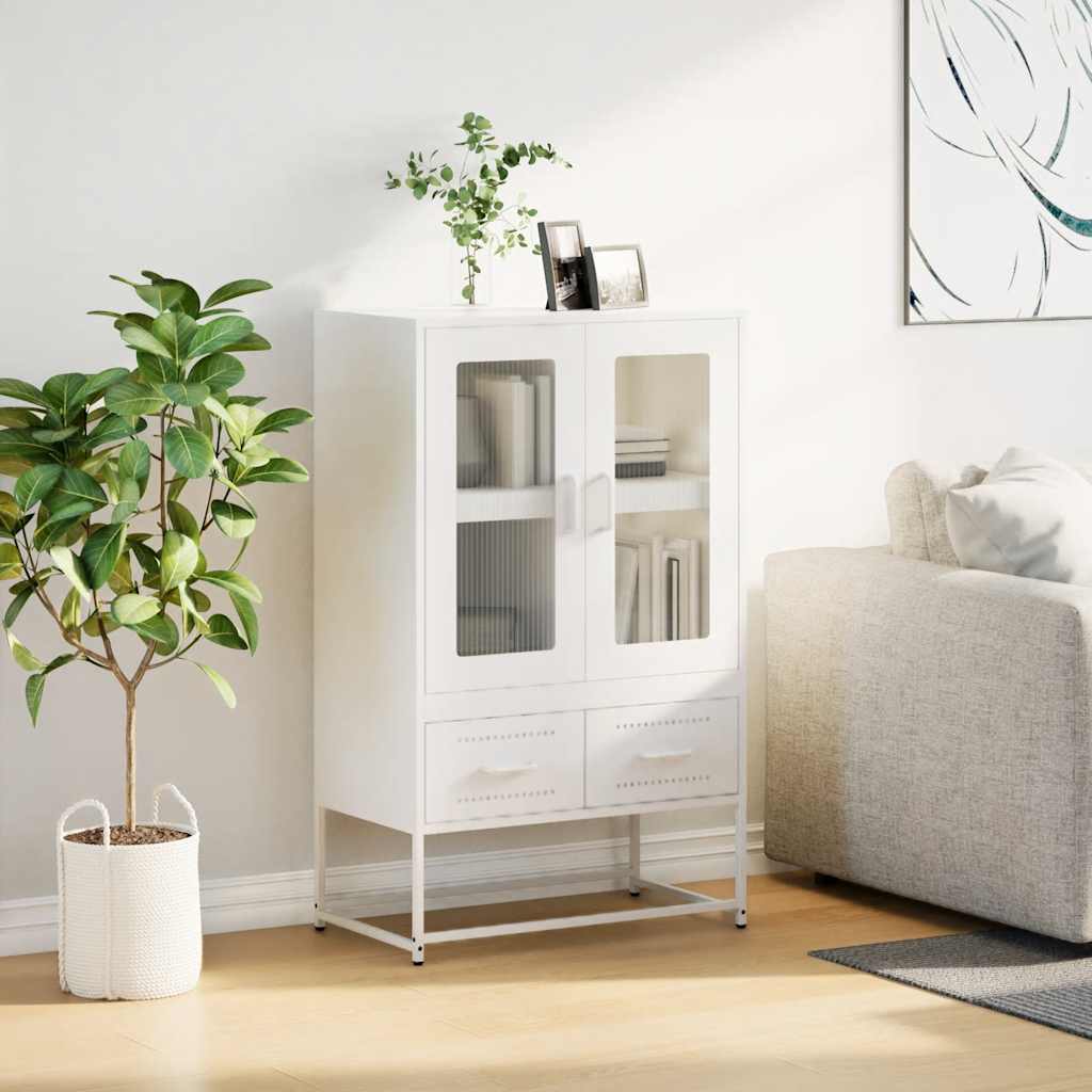 Highboard hvit 68x39x111,5 cm stål