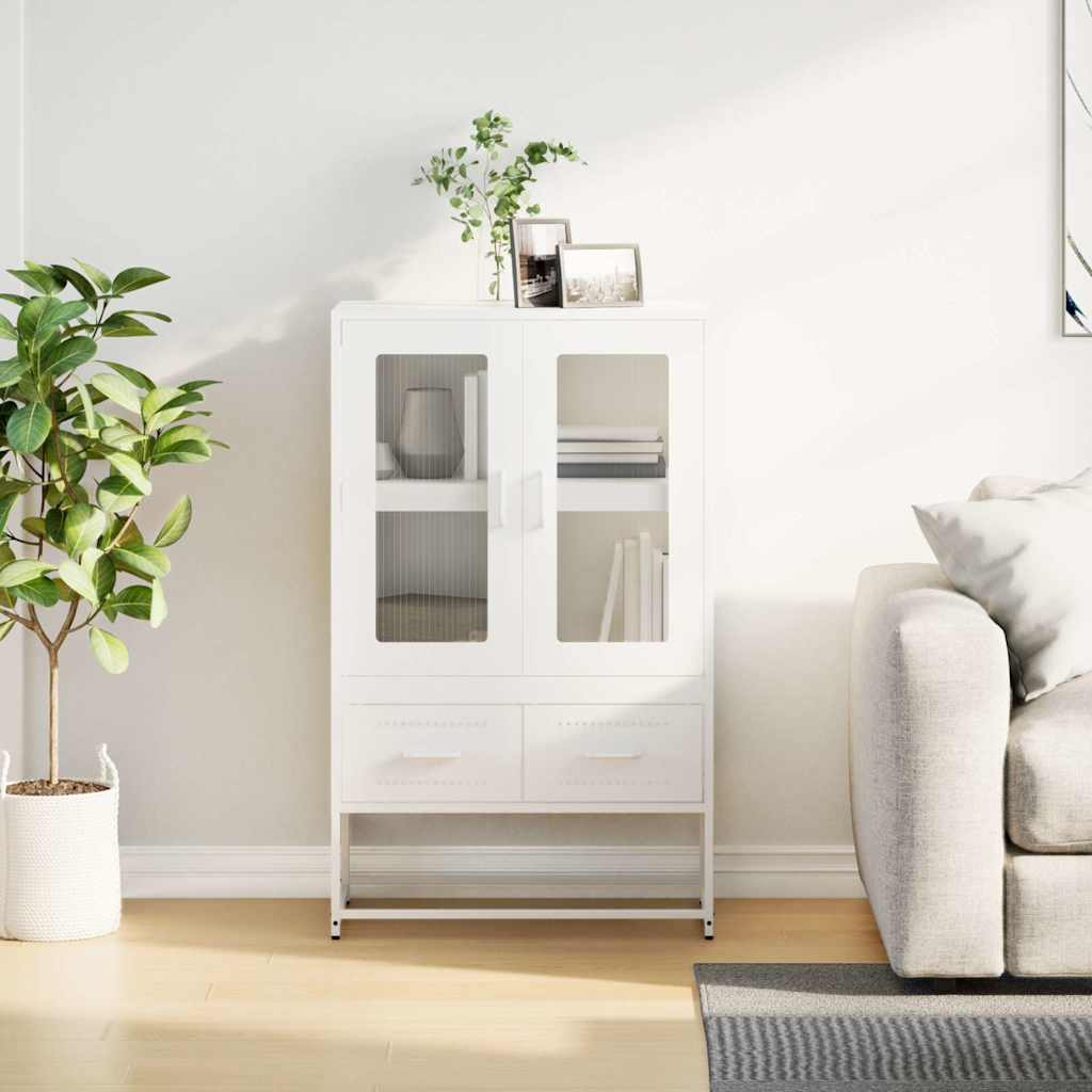 Highboard hvit 68x39x111,5 cm stål