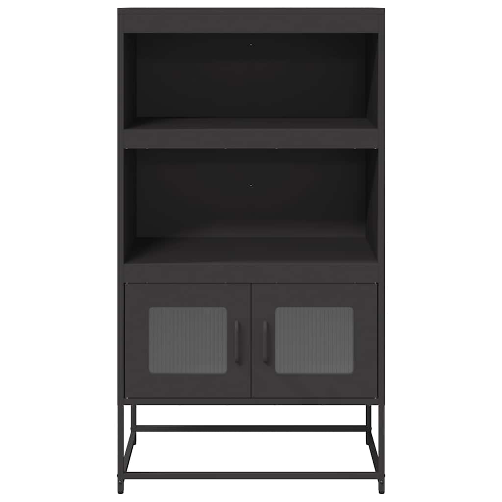 Highboard svart 68x39x123 cm stål