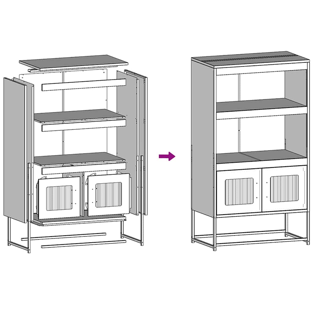 Highboard svart 68x39x123 cm stål