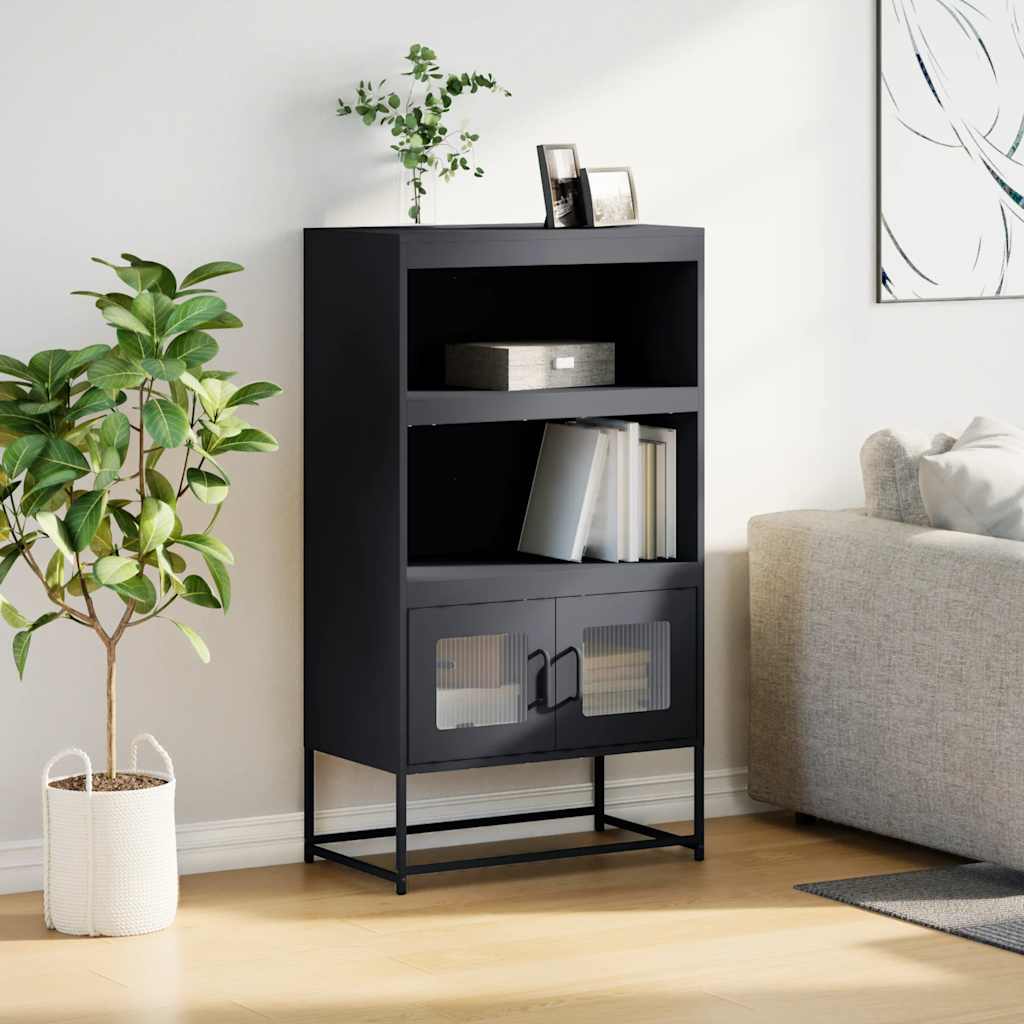 Highboard antrasitt 68x39x123 cm stål