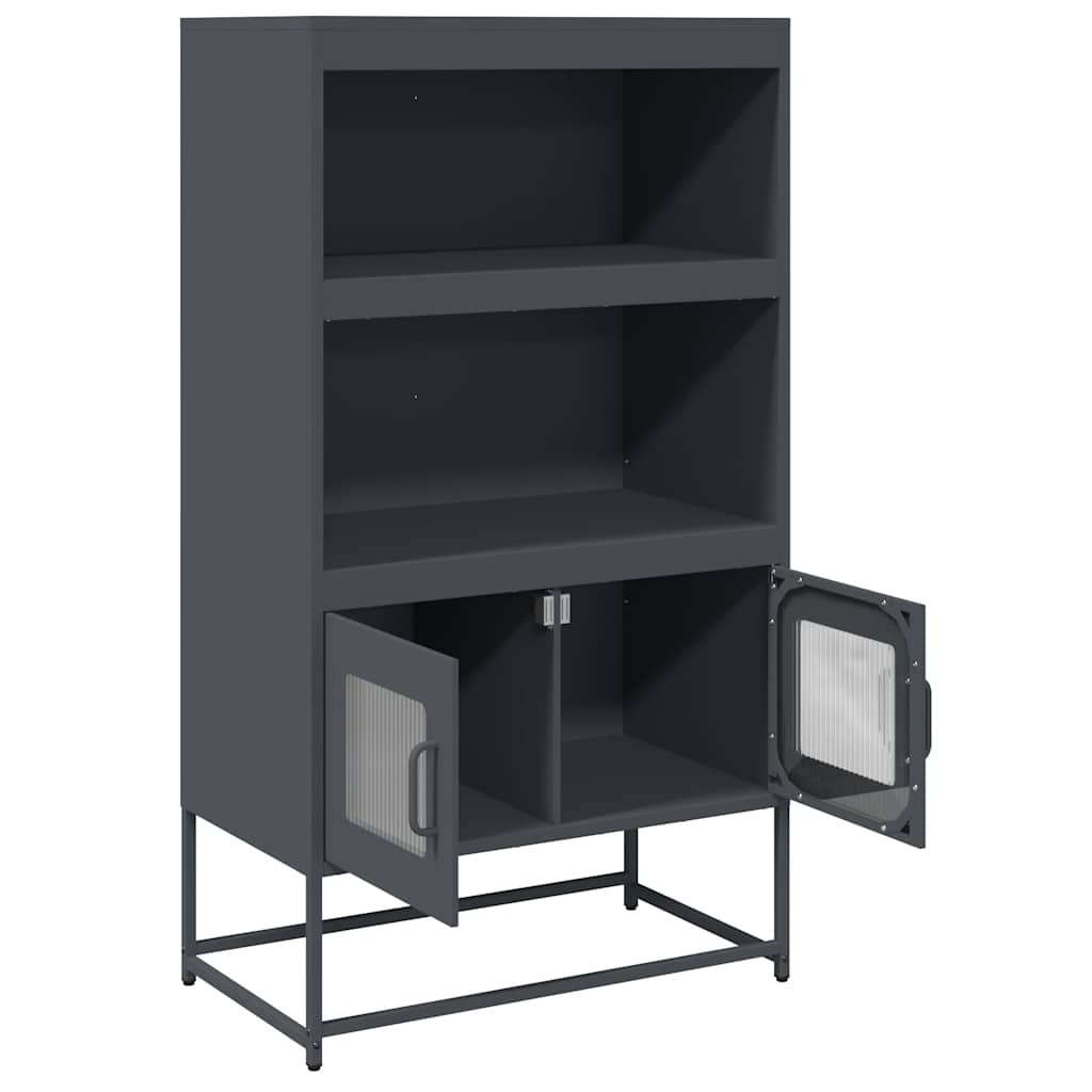 Highboard antrasitt 68x39x123 cm stål