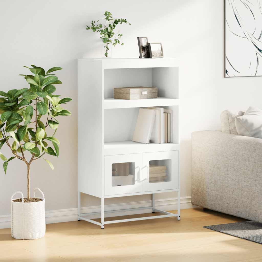 Highboard hvit 68x39x123 cm stål