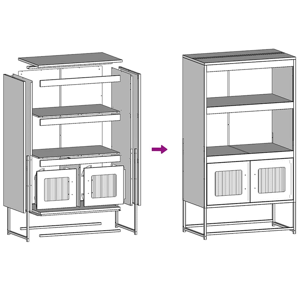 Highboard hvit 68x39x123 cm stål