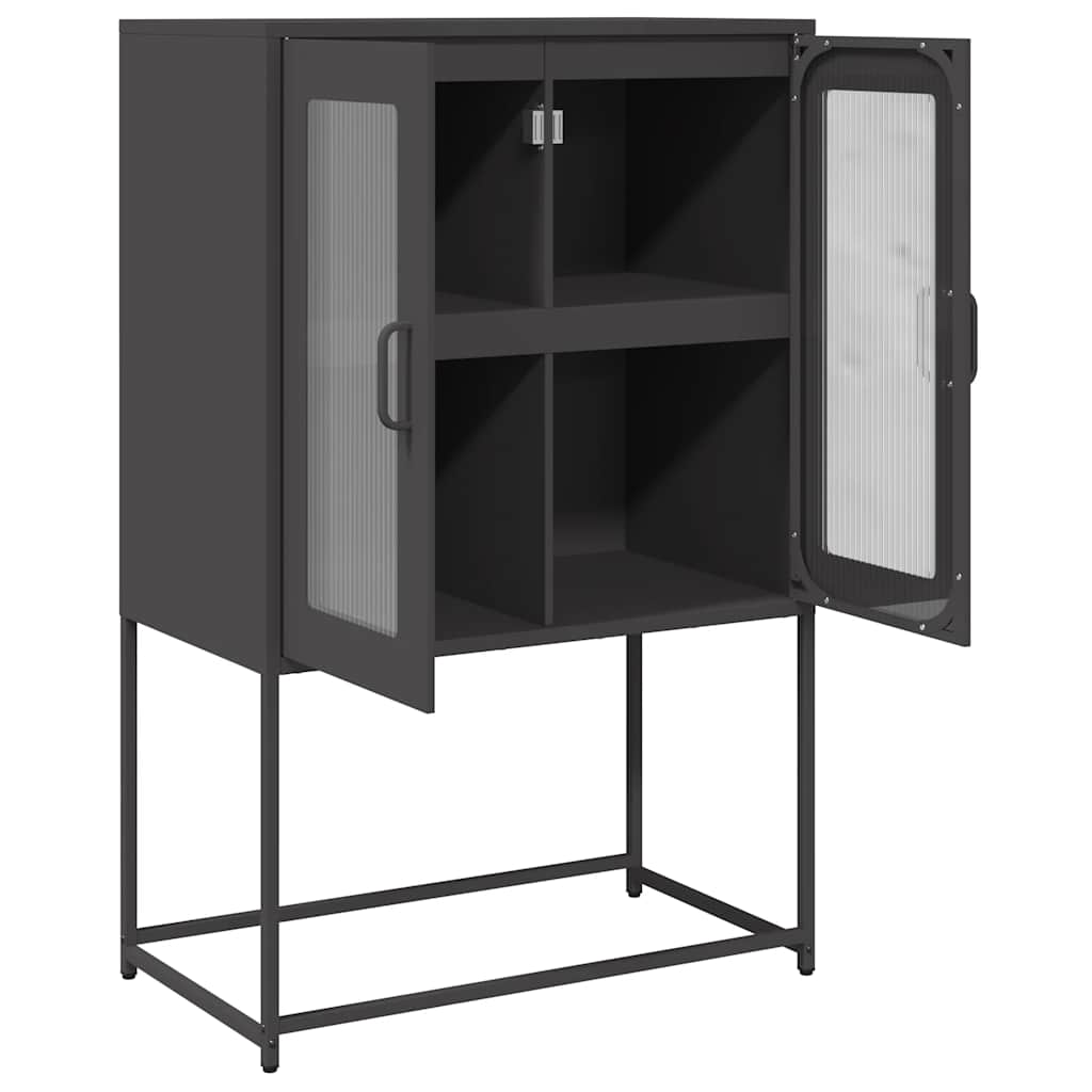 Highboard Sort 68x39x107 cm Stål