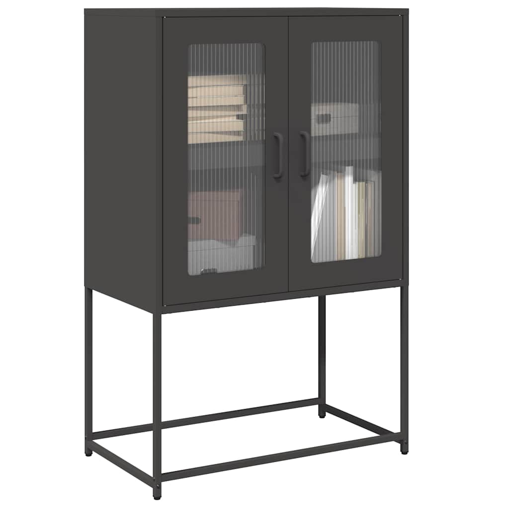 Highboard Sort 68x39x107 cm Stål