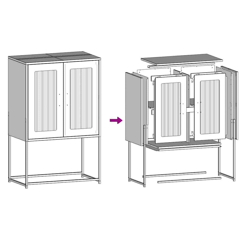 Highboard Antrasitt 68x39x107 cm Stål
