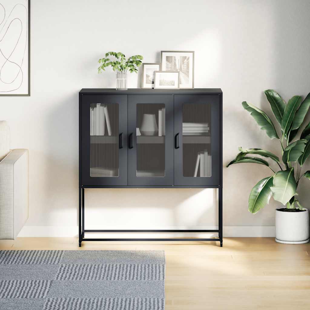 Skjenk svart 100,5x39x107 cm kaldvalset stål