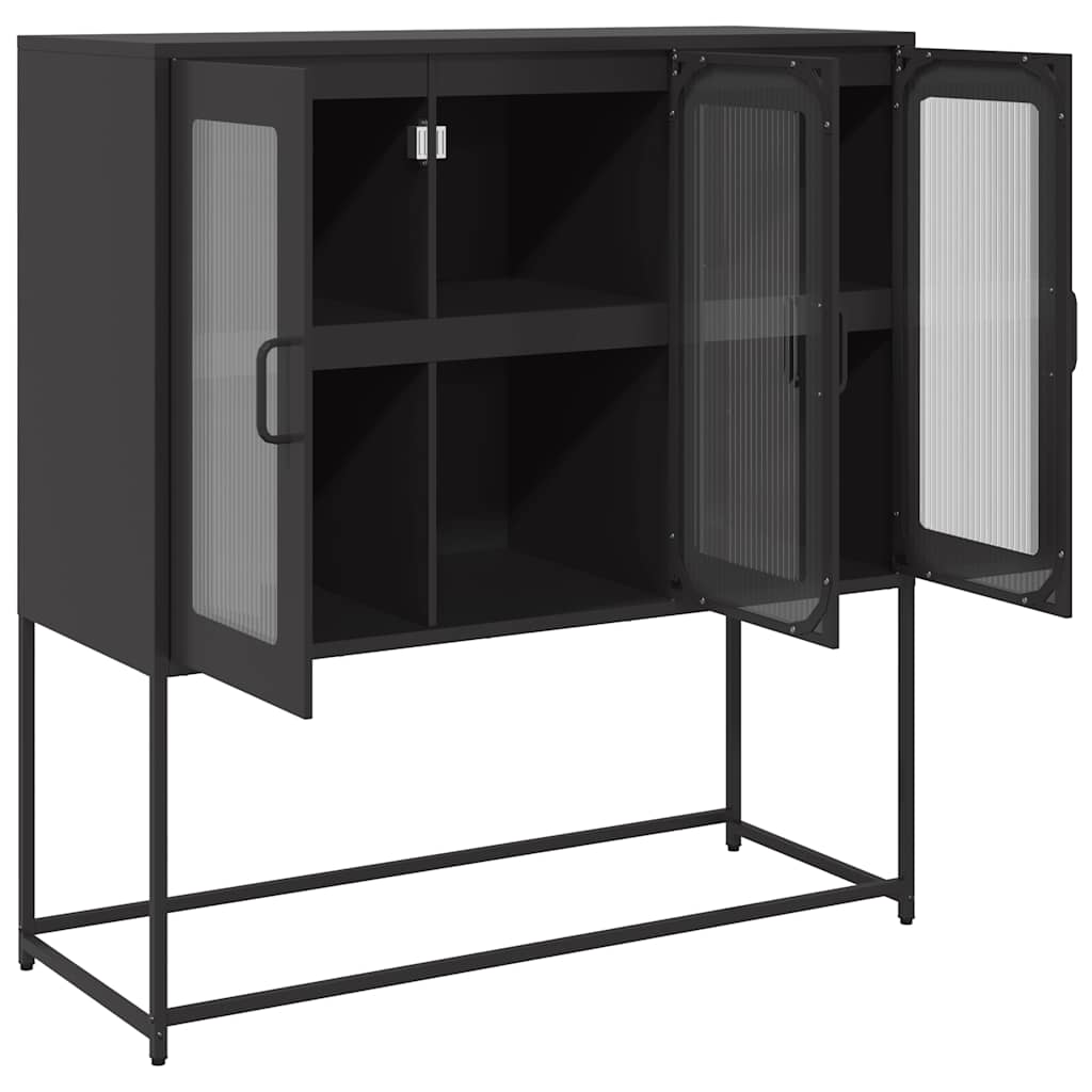Skjenk svart 100,5x39x107 cm kaldvalset stål