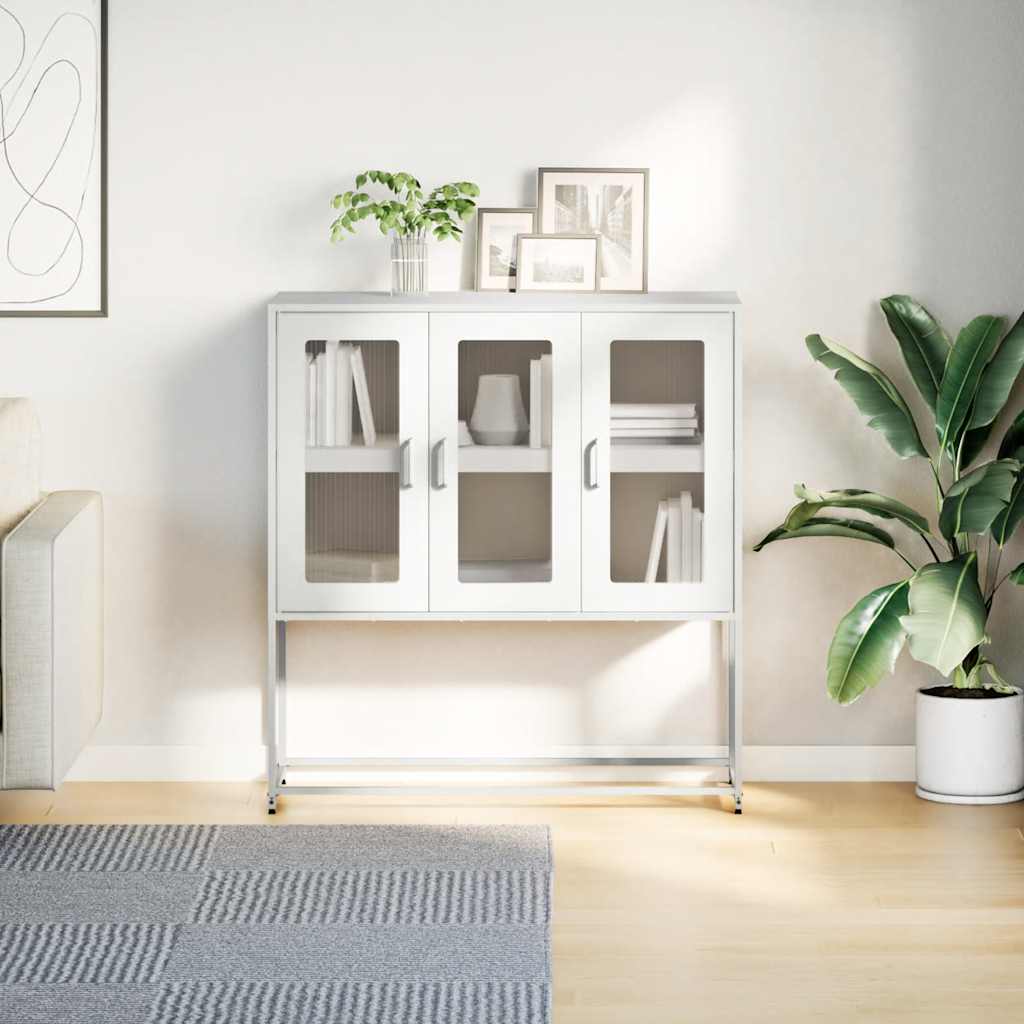 Skjenk hvit 100,5x39x107 cm kaldvalset stål