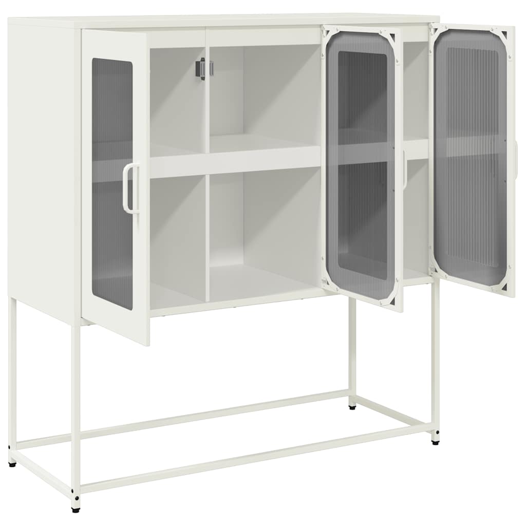 Skjenk hvit 100,5x39x107 cm kaldvalset stål