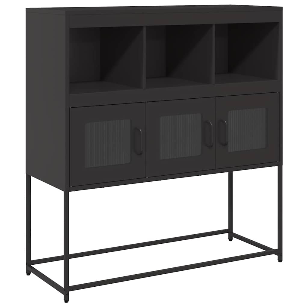 Skjenk svart 100,5x39x107 cm kaldvalset stål