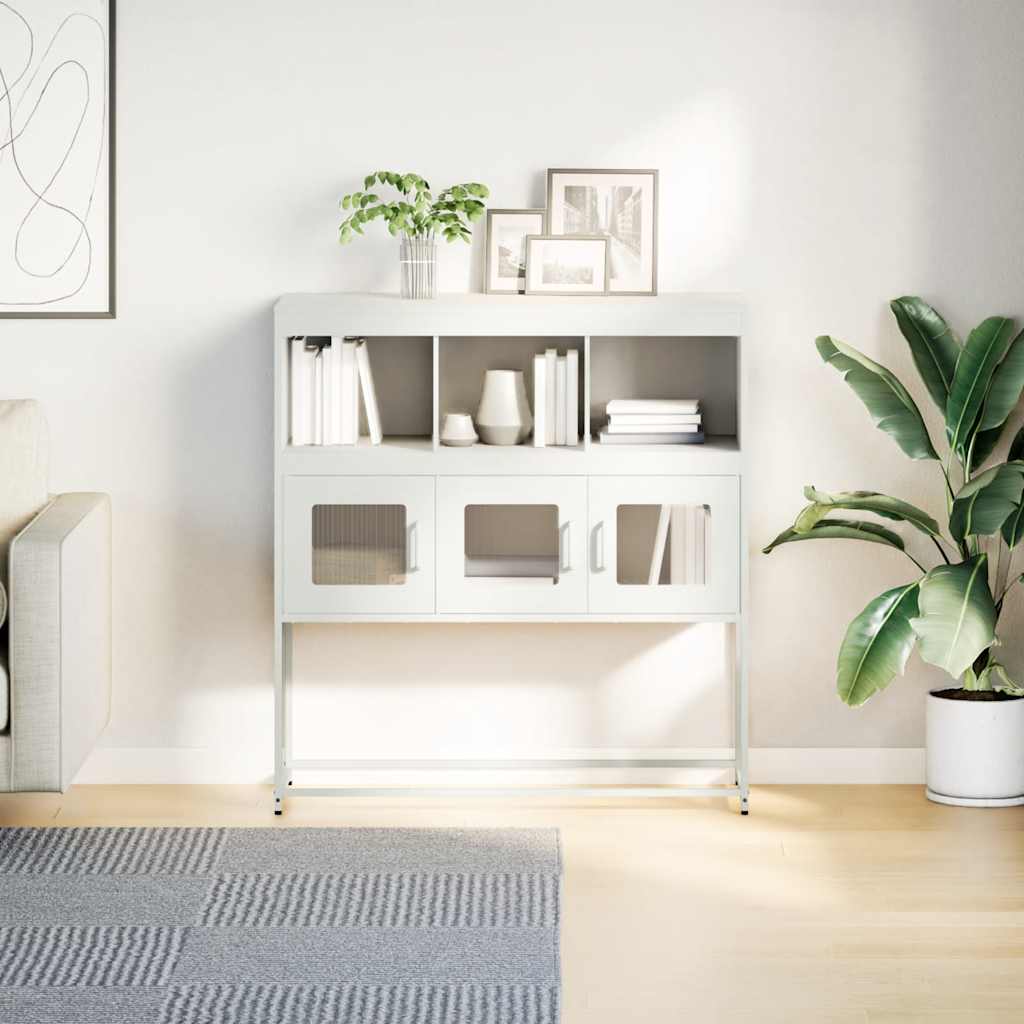 Skjenk hvit 100,5x39x107 cm kaldvalset stål