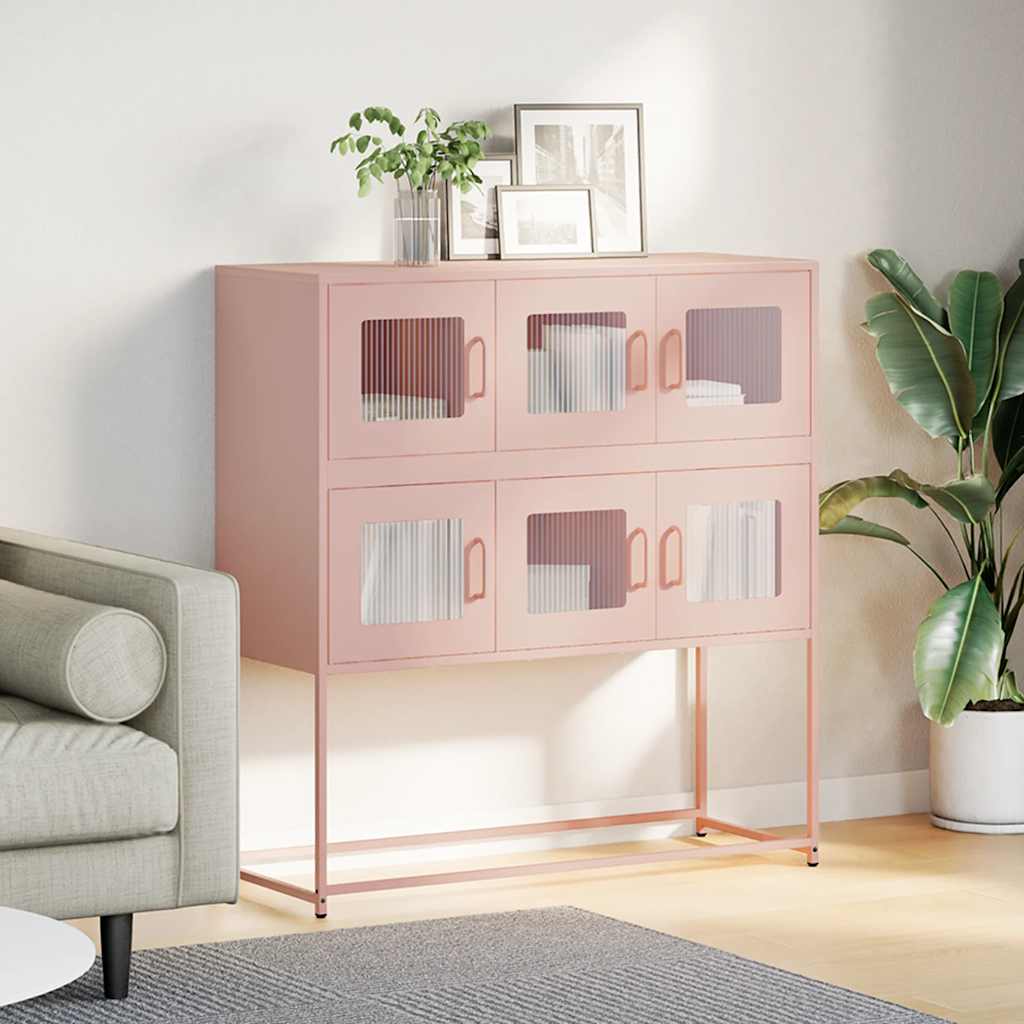 Skjenk rosa 100,5x39x107 cm kaldvalset stål