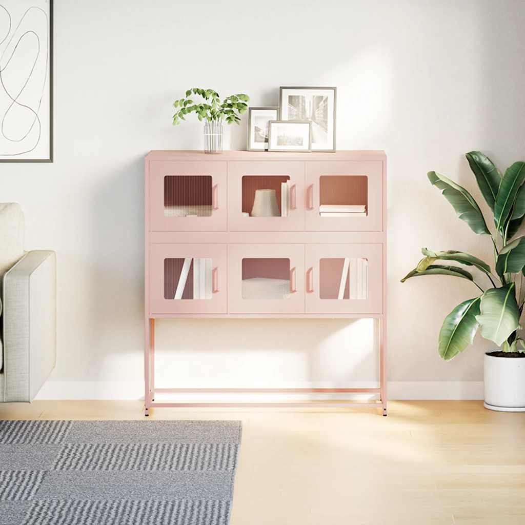 Skjenk rosa 100,5x39x107 cm kaldvalset stål