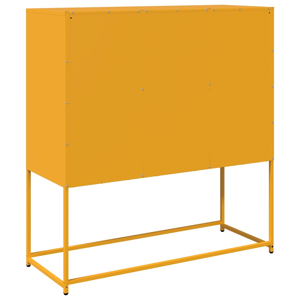 Skjenk sennepsgul 100,5x39x107 cm kaldvalset stål