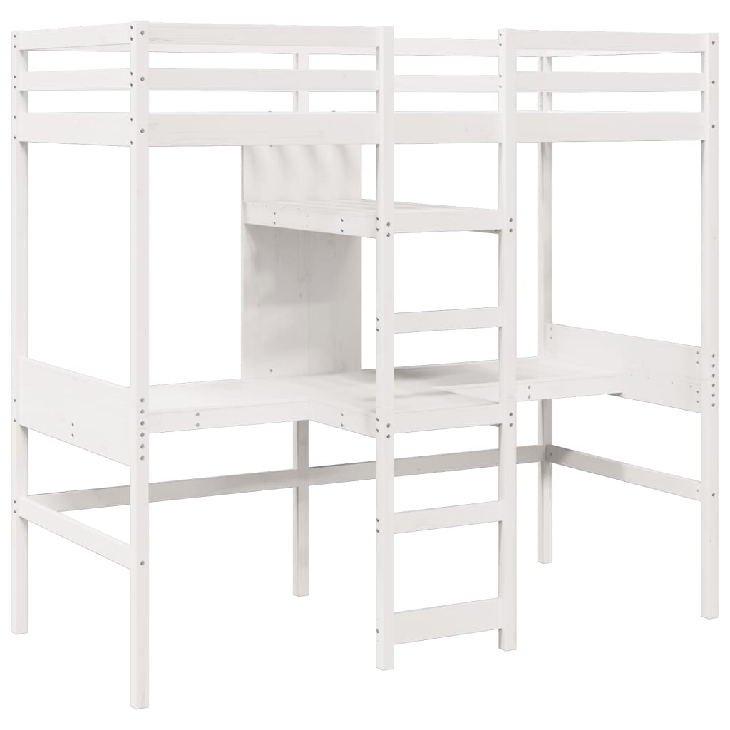 Ramme for loftseng uten madrass hvit 80x200 cm heltre furu