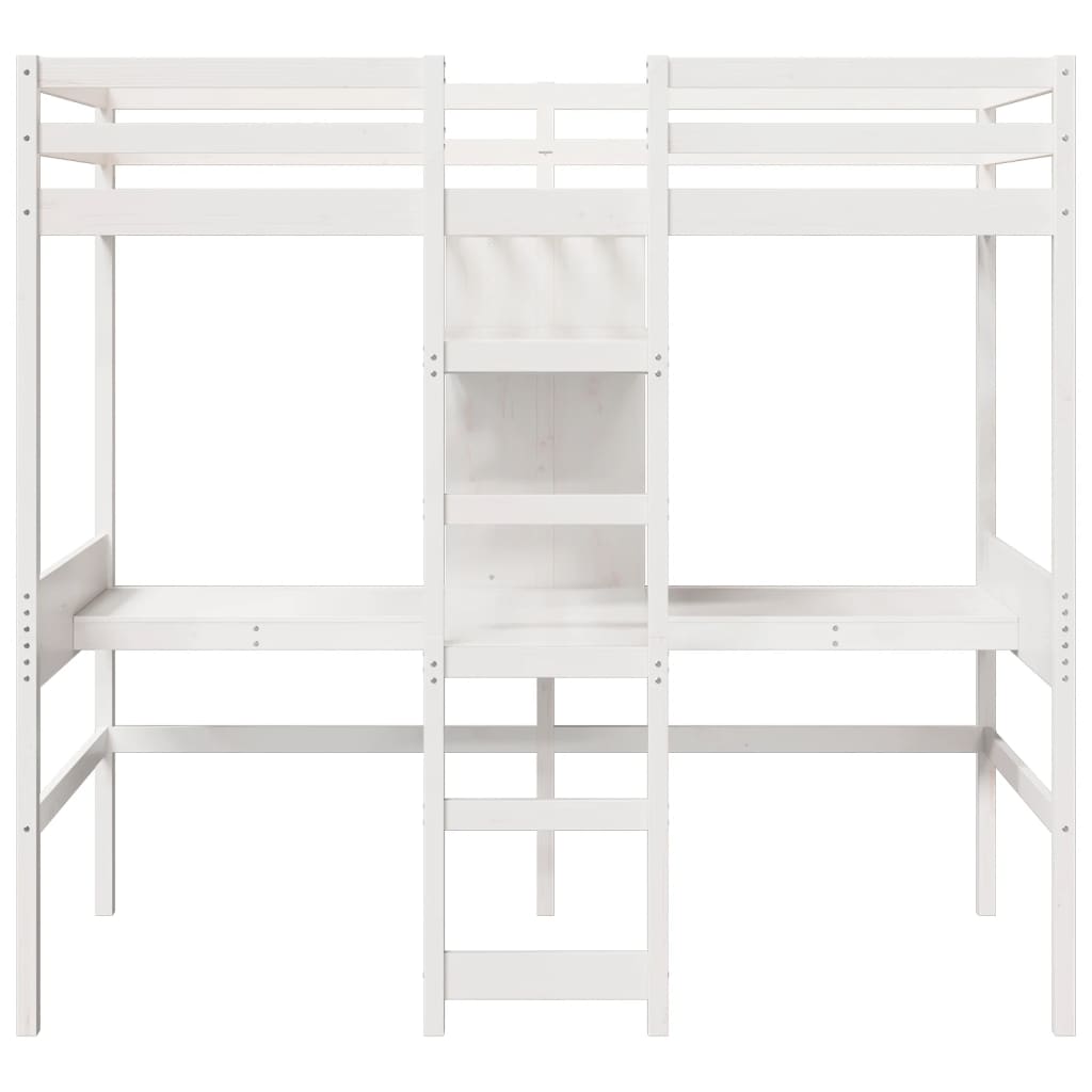 Ramme for loftseng uten madrass hvit 80x200 cm heltre furu