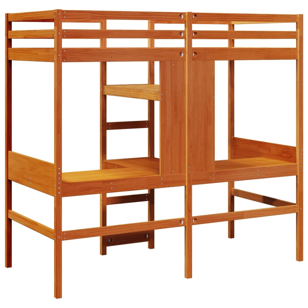 Ramme for loftseng uten madrass voksbrun 90x190 cm heltre furu