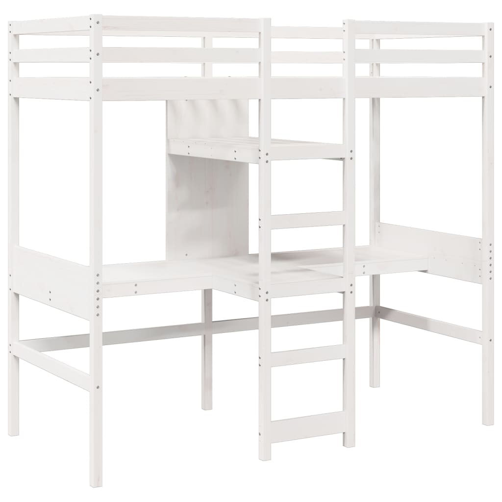 Ramme for loftseng uten madrass hvit 75x190 cm heltre furu