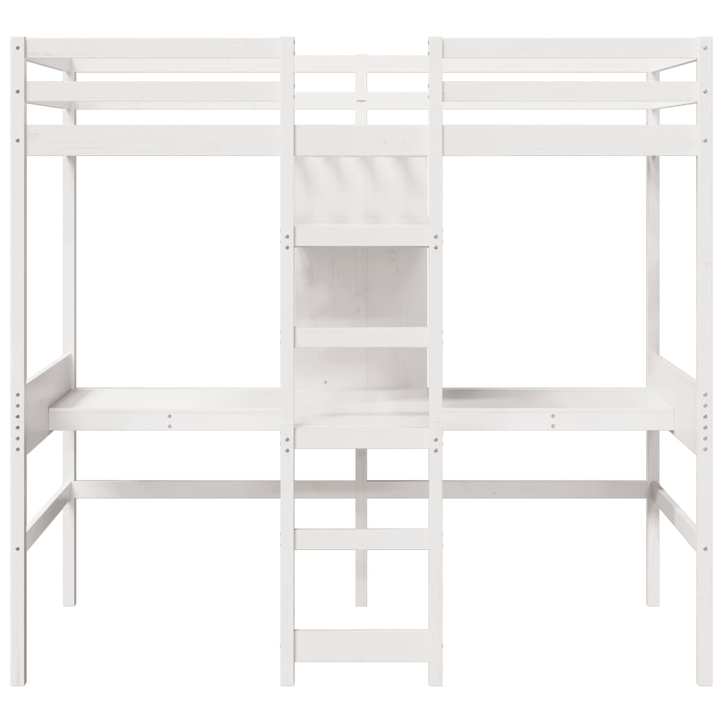 Ramme for loftseng uten madrass hvit 75x190 cm heltre furu