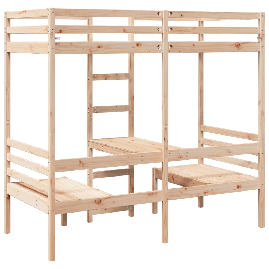 Ramme for loftseng skrivebord og stoler 90x200 cm heltre furu