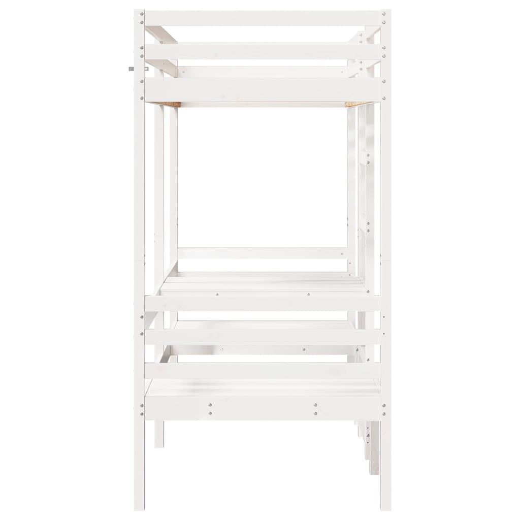 Ramme for loftseng skrivebord stoler hvit 90x200 cm heltre furu