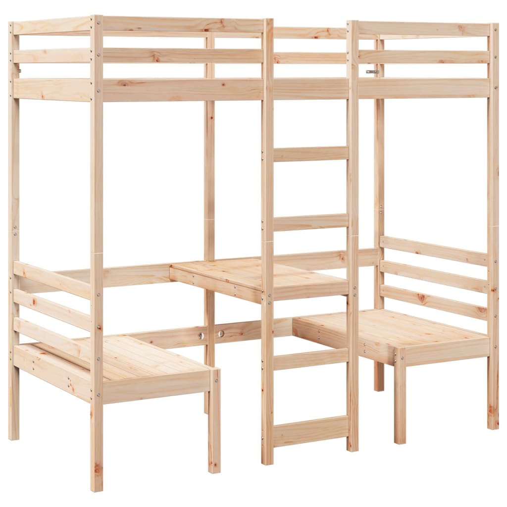 Ramme for loftseng skrivebord og stoler 80x200 cm heltre furu