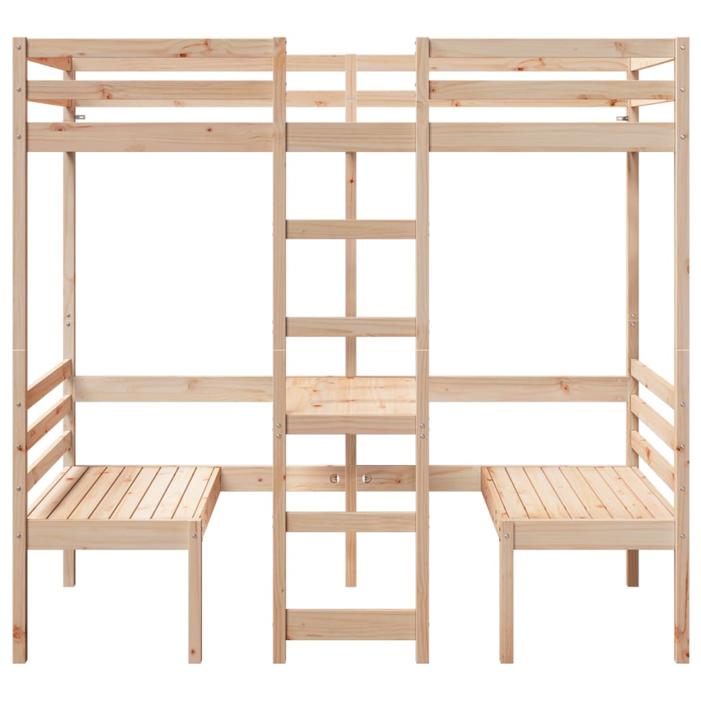 Ramme for loftseng skrivebord og stoler 80x200 cm heltre furu