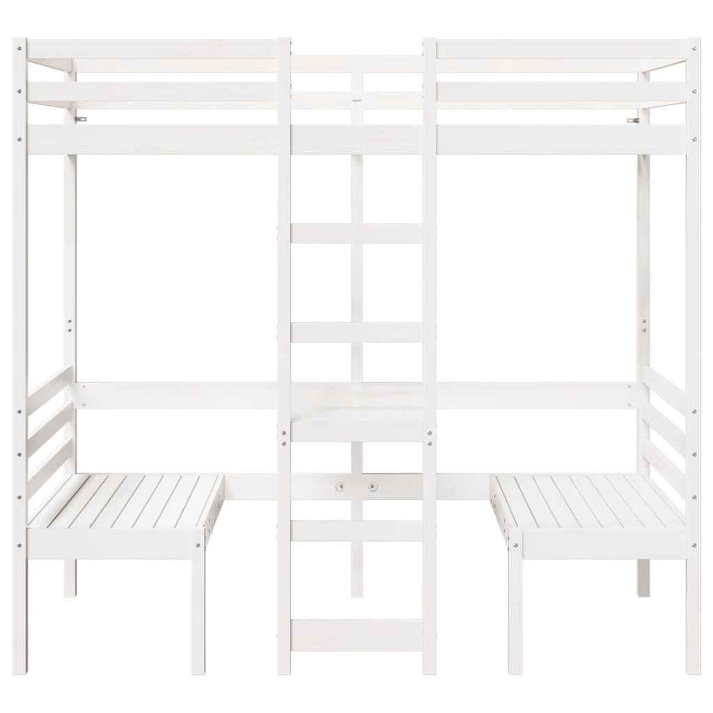 Ramme for loftseng skrivebord stoler hvit 80x200 cm heltre furu