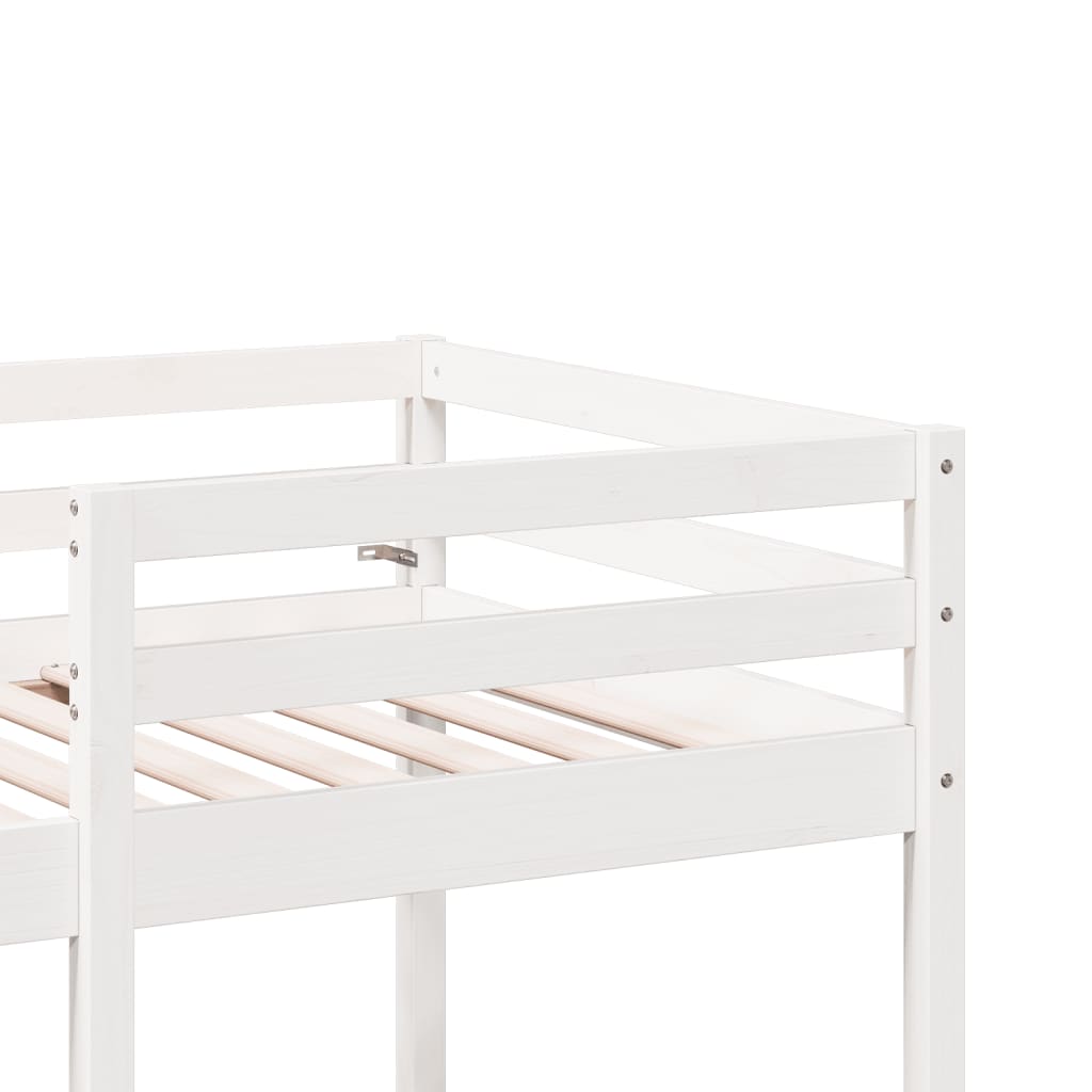 Ramme for loftseng skrivebord stoler hvit 80x200 cm heltre furu