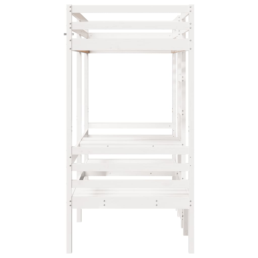 Ramme for loftseng skrivebord stoler hvit 90x190 cm heltre furu