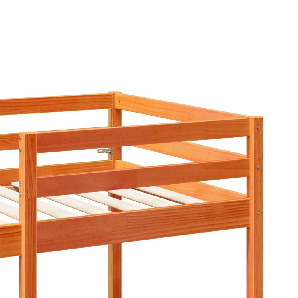 Ramme loftseng skrivebord stoler voksbrun 90x200 cm heltre furu