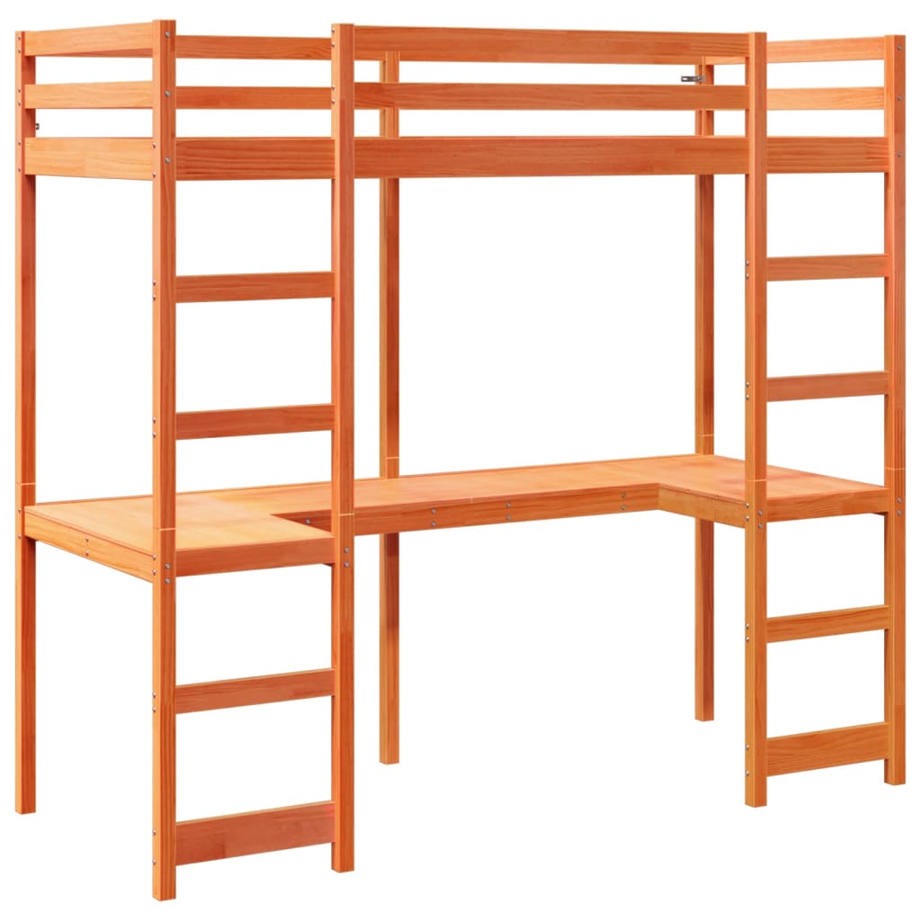 Ramme for køyeseng voksbrun brun 75x190 cm heltre furu