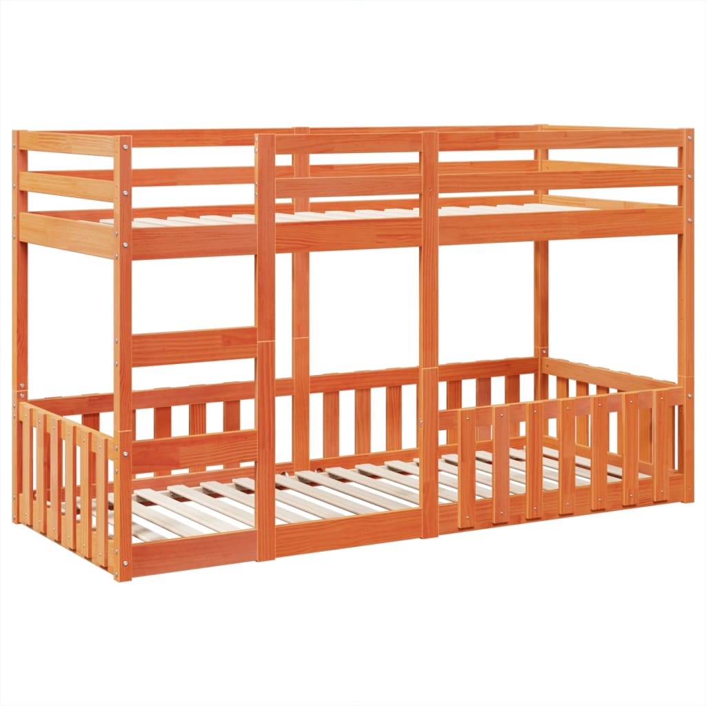 Køyeseng voksbrun 90x200 cm heltre furu