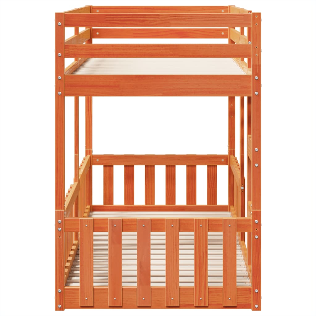 Køyeseng voksbrun 90x200 cm heltre furu