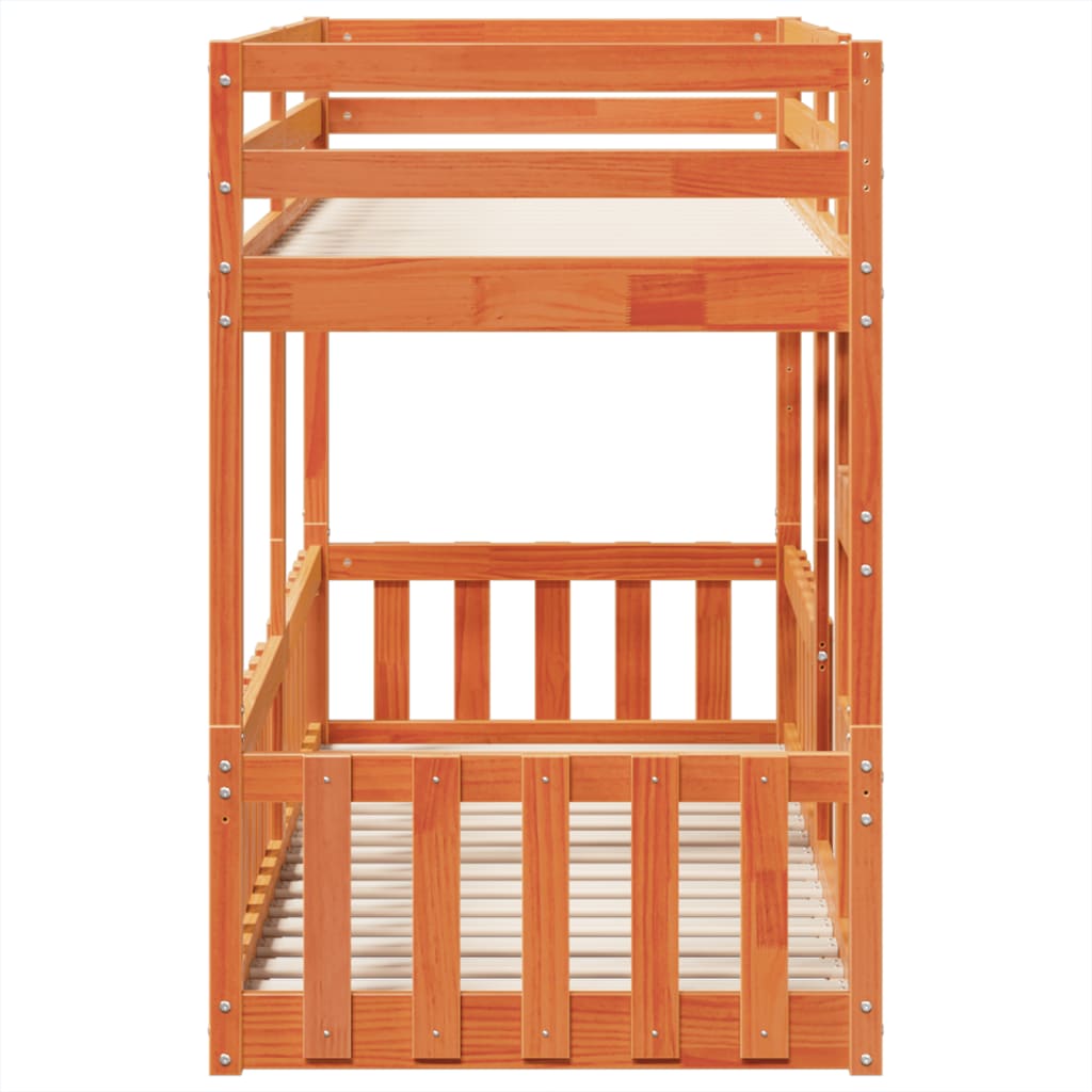 Køyeseng voksbrun 75x190 cm heltre furu