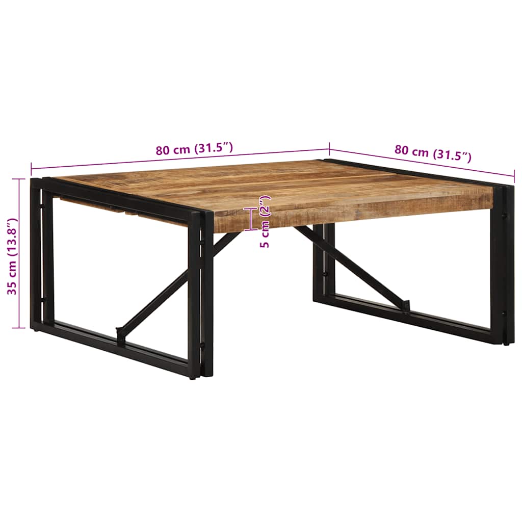 Salongbord 80x80x35 cm grovt heltre mangotre