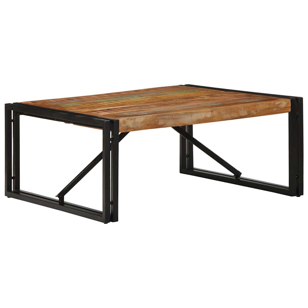 Salongbord flerfarget 80x80x35 cm gjenvunnet heltre