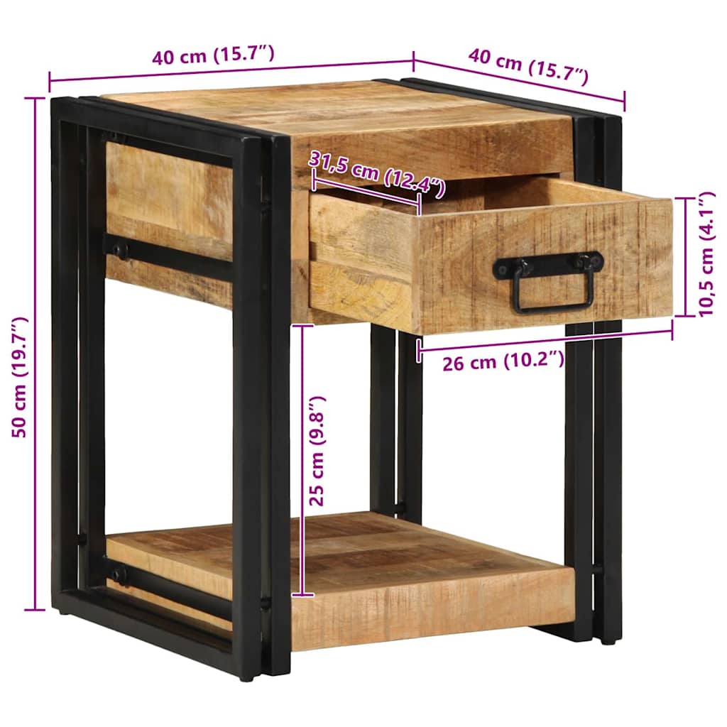 Nattbord 40x40x50 cm heltre mango