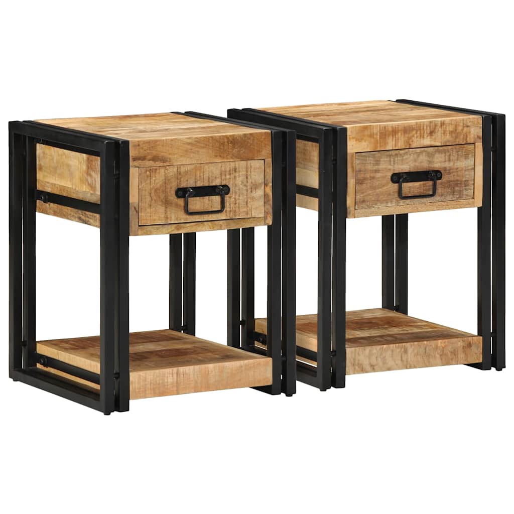 Nattbord 2 stk 40x40x50 cm heltre mango
