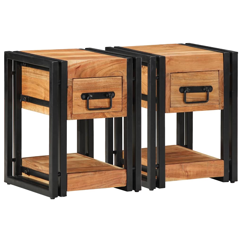 Nattbordskap 2 pcs Brun 30 x 30 x 40 cm Solid akasietre