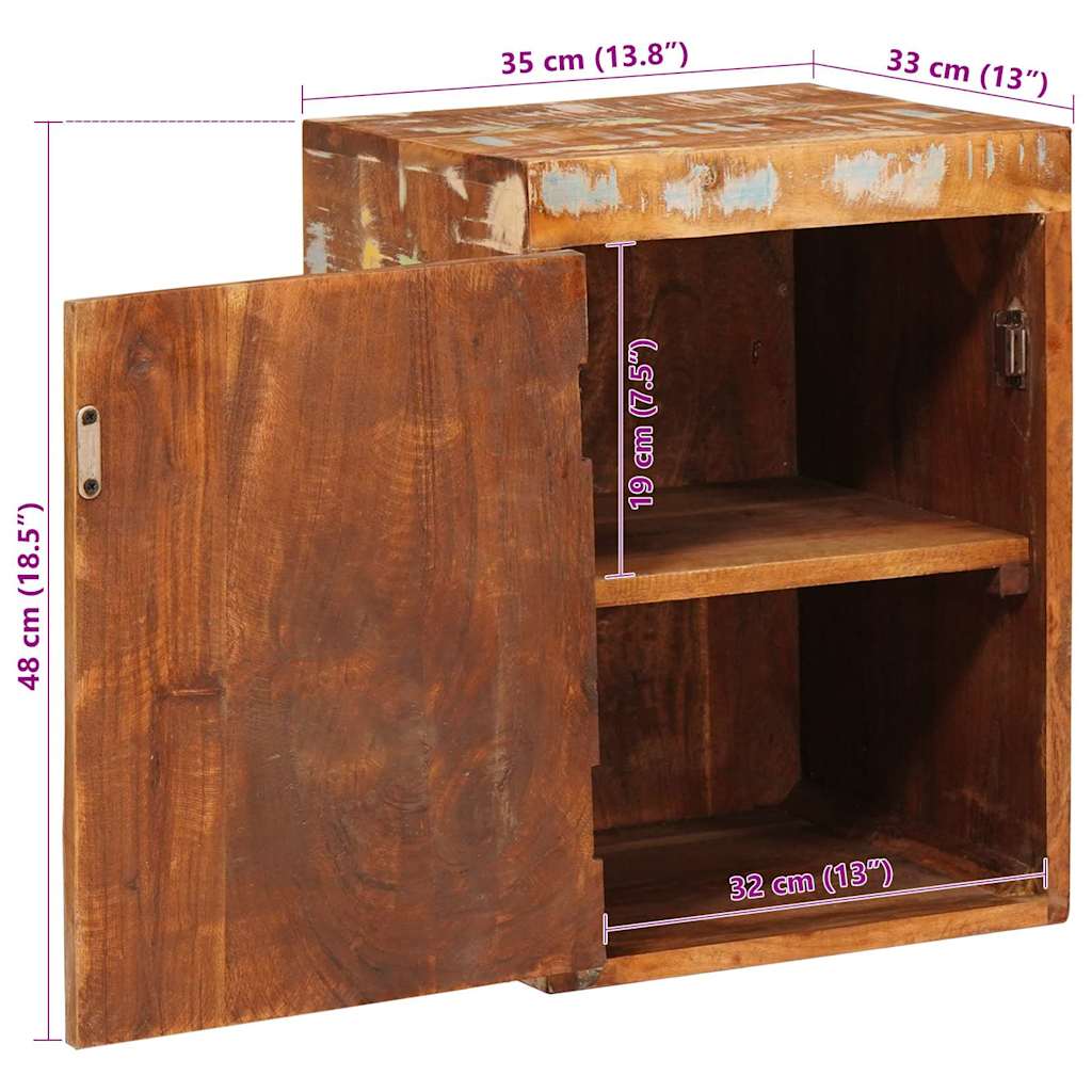 Nattbord Brun 35 x 33 x 48 cm Massiv Rektivert Tre