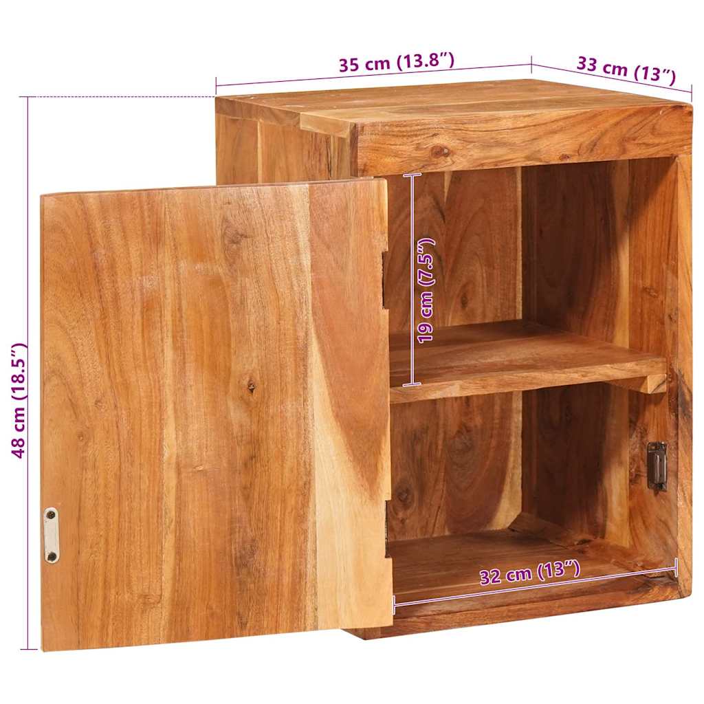 Nattbord 2 pcs Brun 35 x 33 x 48 cm Solid akasietre