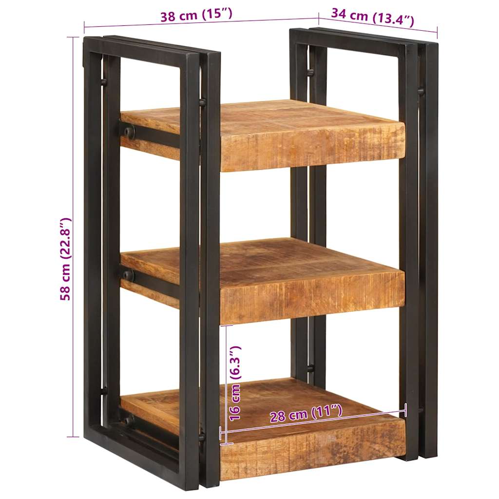 Nattbord Brunt og svart 38 x 33 x 58 cm Massiv mango tre